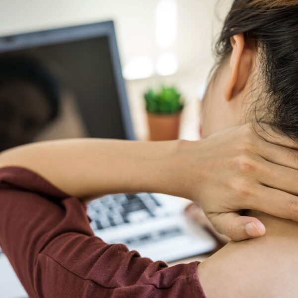 A woman with neck issues