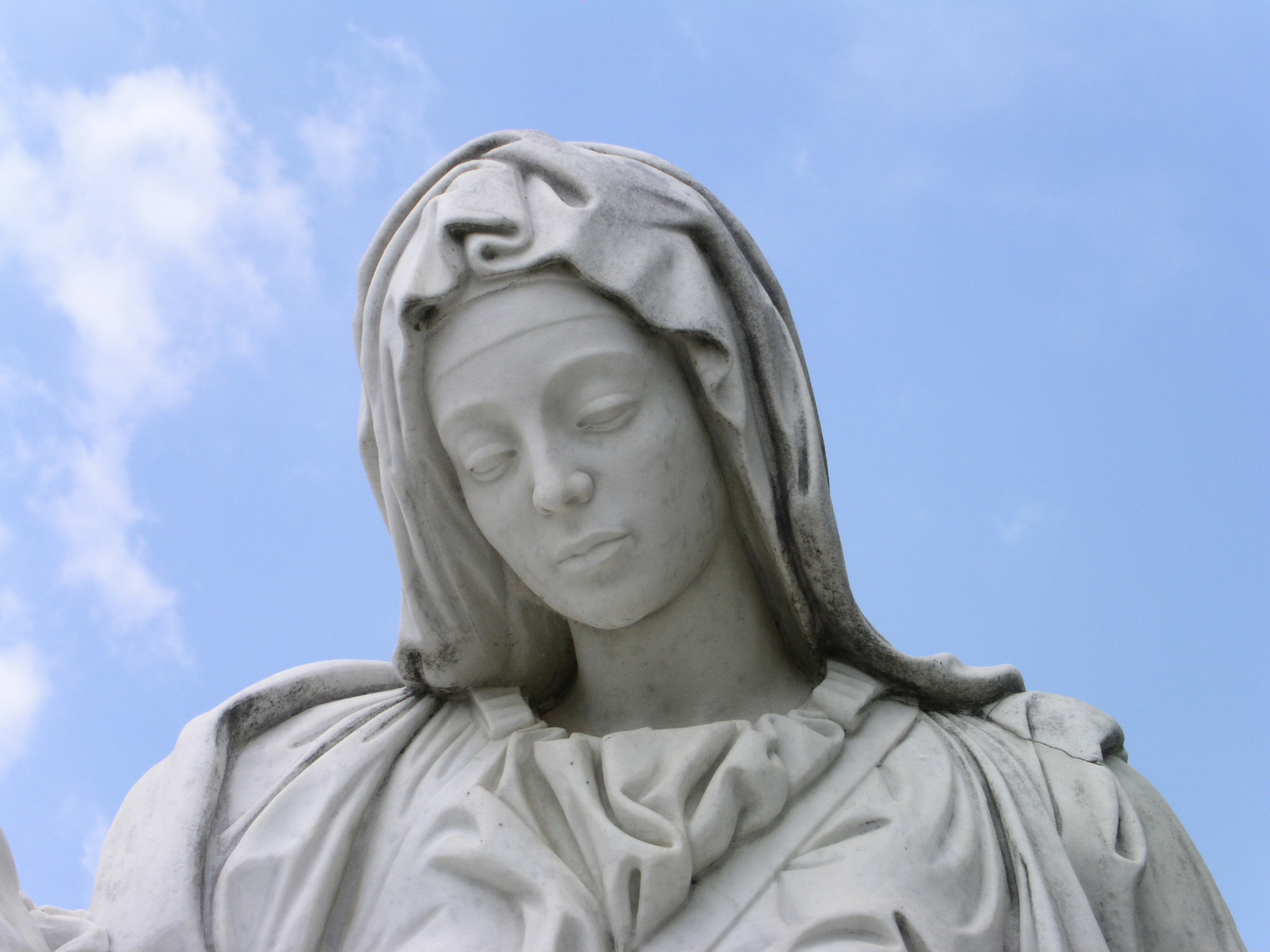 Statue of Virgin Mary with Blue Sky/Pieta Replica